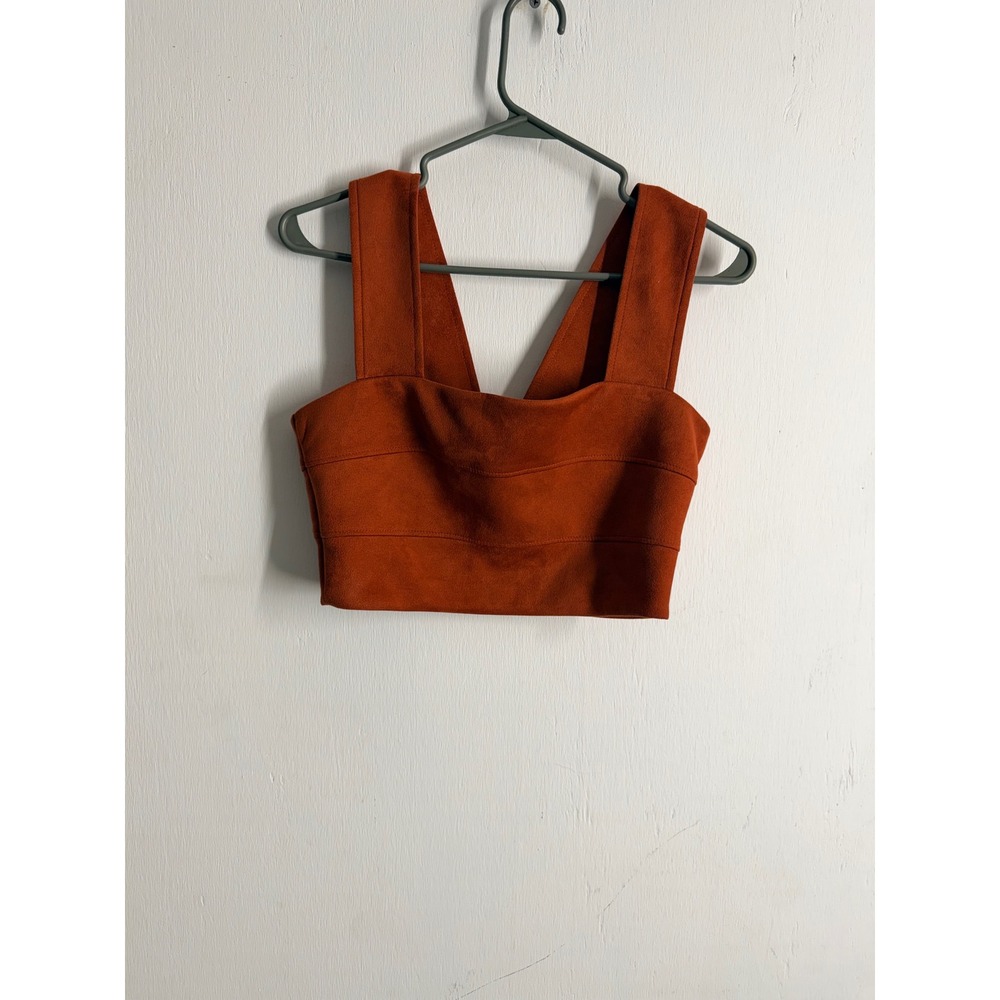 Altar'd State Rust Orange Faux Suede Crop Top Bandage Zip Back Small TDSK3282IBB
